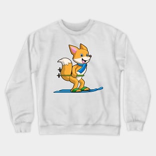 Fox as Skier with Ski & Ski poles Crewneck Sweatshirt